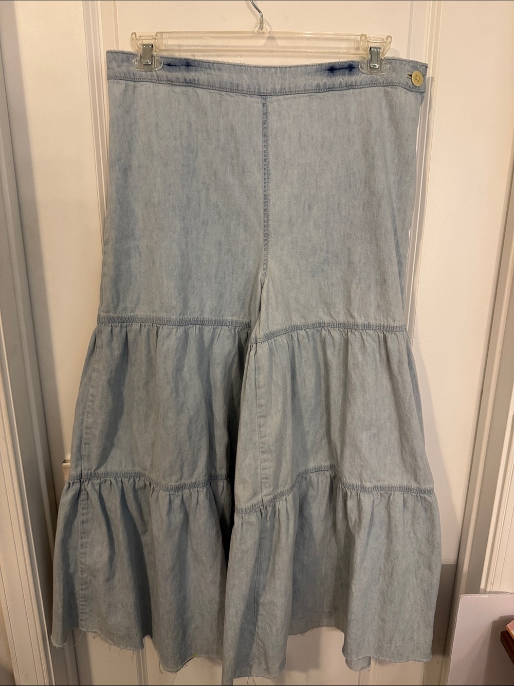 We The Free Faded Light Blue Tiered Wide Leg Flare Jeans
